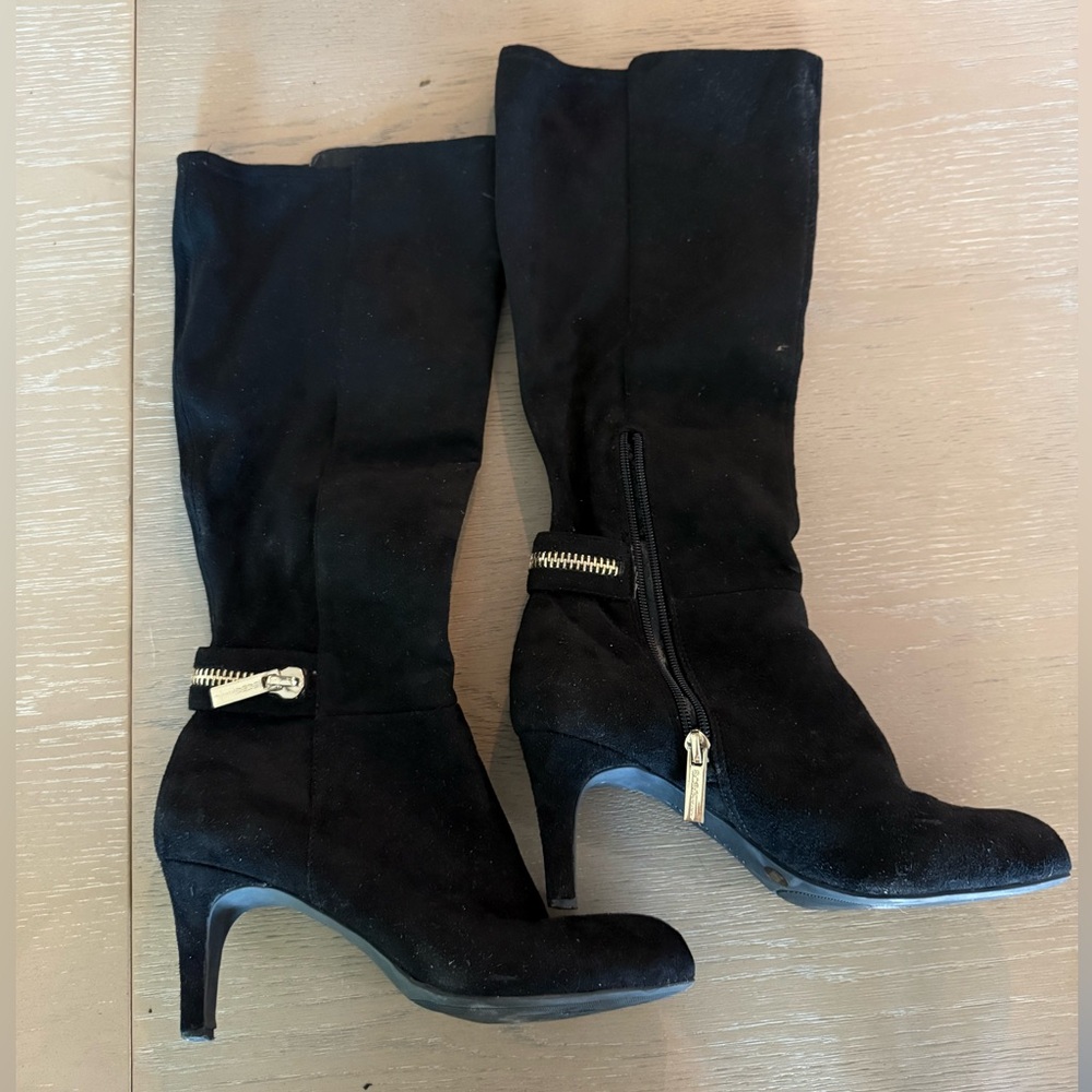 BCBGeneration Black Heeled Boots with Gold Zipper